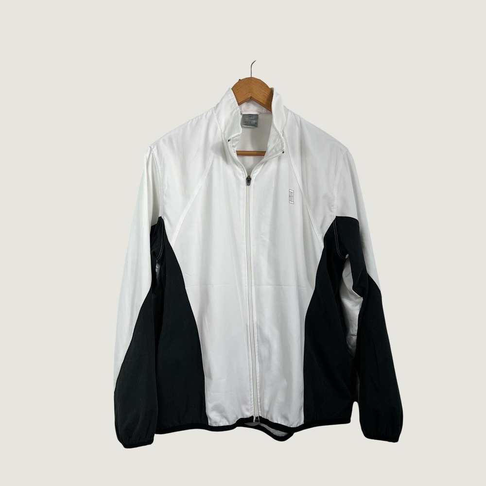 Nike Jacket Women L White Black Court Tennis Full Zip Colorblock Sporty UI EKA